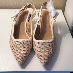 a new day Beige Woven Pointed Slingback Flats